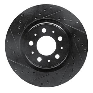 Volvo V70 Brake Rotor (1) - Front Left - R1 Concepts - Drilled & Slotted - Black - `98-`04